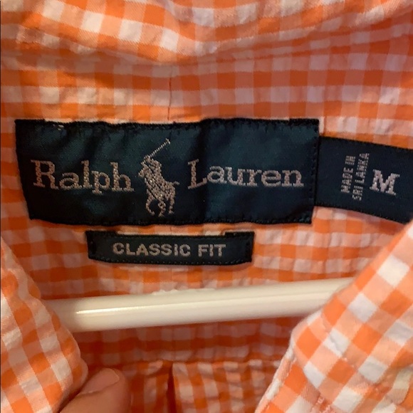 Orange and White Checkered Seersucker Polo - Picture 2 of 3